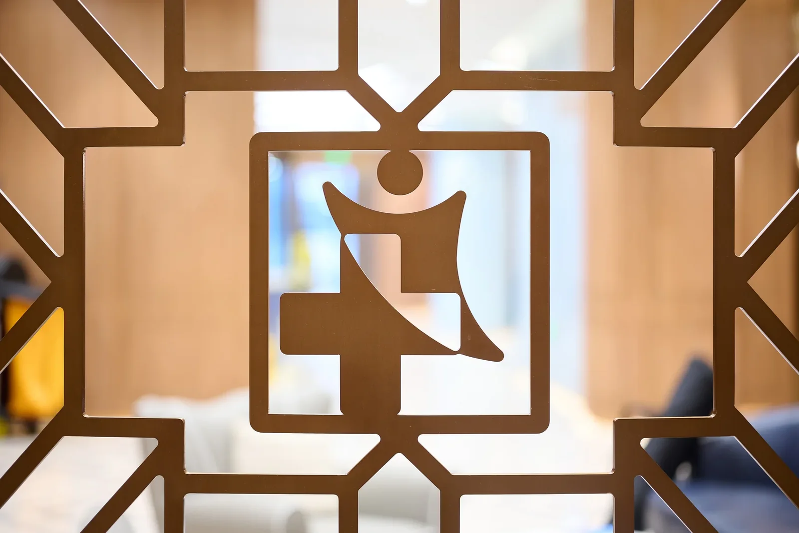 SinoUnited Health emblem within the hospital interior